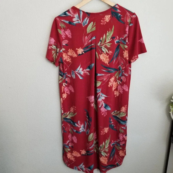 CHRISTIAN SIRIANO Women's Floral Print Knee-Length Dress Size Large Red Stretchy - Picture 3 of 9